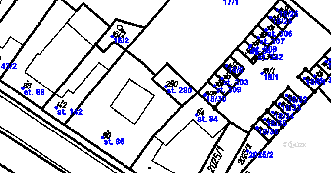 Parcela st. 280 v KÚ Kloboučky, Katastrální mapa