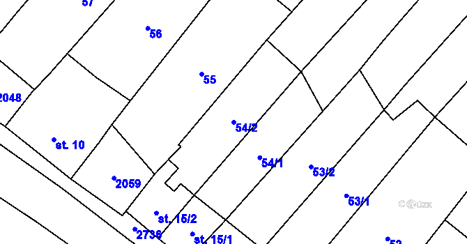 Parcela st. 54/2 v KÚ Kloboučky, Katastrální mapa
