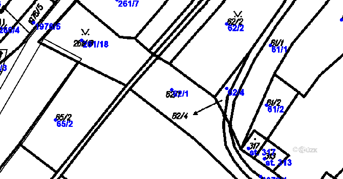 Parcela st. 62/1 v KÚ Kloboučky, Katastrální mapa