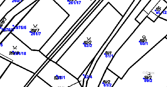 Parcela st. 62/2 v KÚ Kloboučky, Katastrální mapa