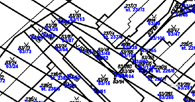 Parcela st. 63/48 v KÚ Kloboučky, Katastrální mapa