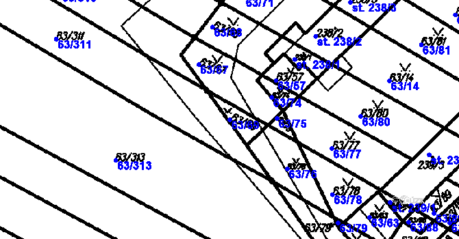 Parcela st. 63/69 v KÚ Kloboučky, Katastrální mapa
