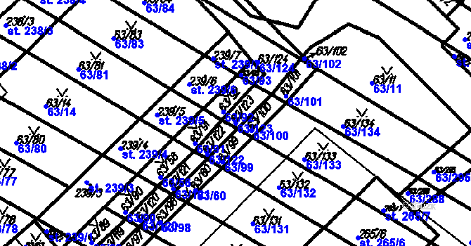 Parcela st. 63/123 v KÚ Kloboučky, Katastrální mapa