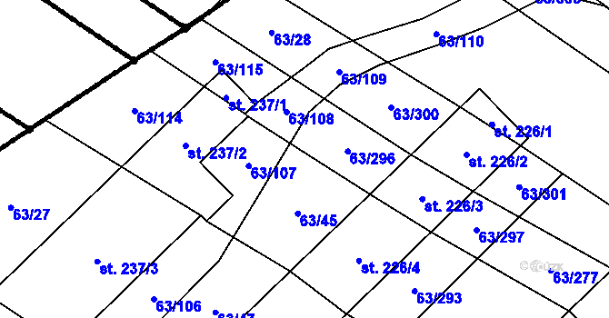 Parcela st. 63/159 v KÚ Kloboučky, Katastrální mapa
