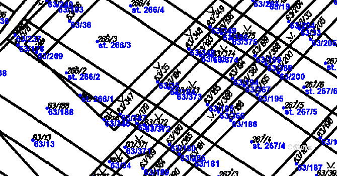 Parcela st. 63/184 v KÚ Kloboučky, Katastrální mapa