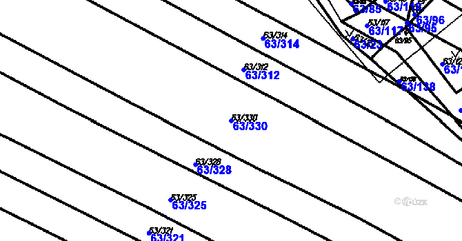 Parcela st. 63/330 v KÚ Kloboučky, Katastrální mapa
