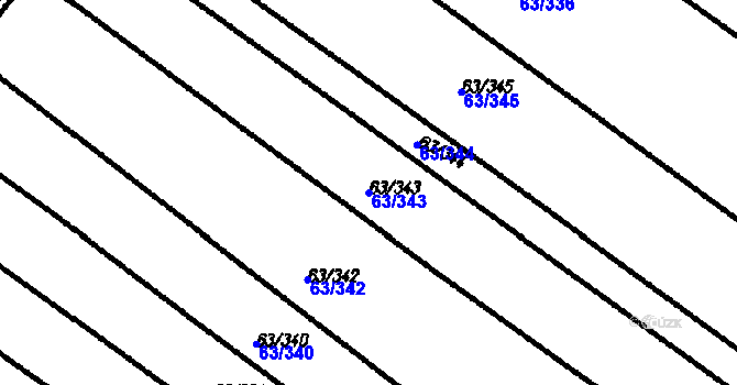 Parcela st. 63/343 v KÚ Kloboučky, Katastrální mapa