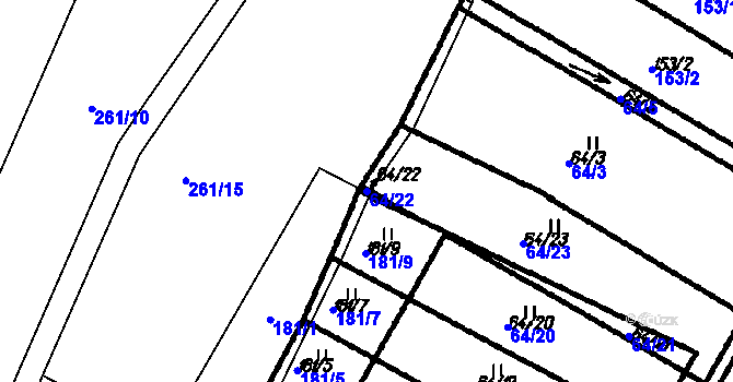 Parcela st. 64/22 v KÚ Kloboučky, Katastrální mapa