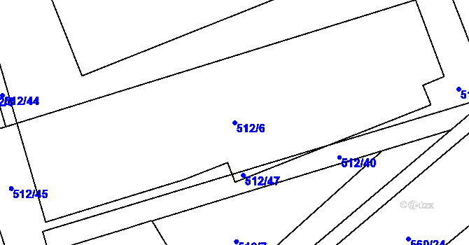 Parcela st. 512/6 v KÚ Kloboučky, Katastrální mapa