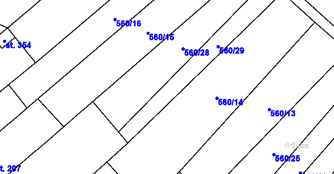 Parcela st. 560/2 v KÚ Kloboučky, Katastrální mapa