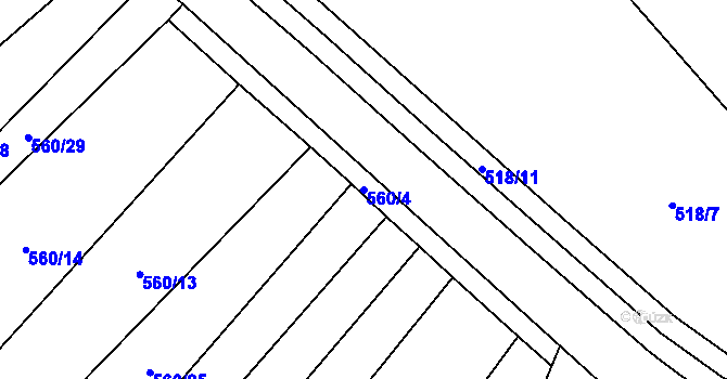 Parcela st. 560/4 v KÚ Kloboučky, Katastrální mapa