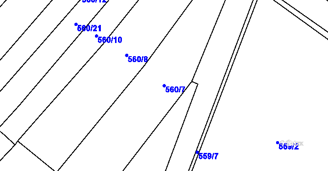 Parcela st. 560/7 v KÚ Kloboučky, Katastrální mapa