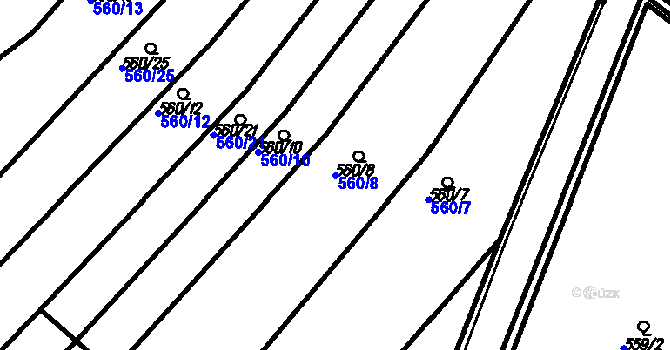 Parcela st. 560/8 v KÚ Kloboučky, Katastrální mapa