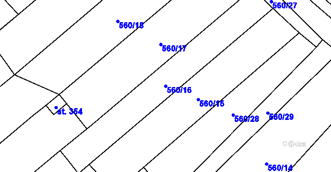 Parcela st. 560/16 v KÚ Kloboučky, Katastrální mapa