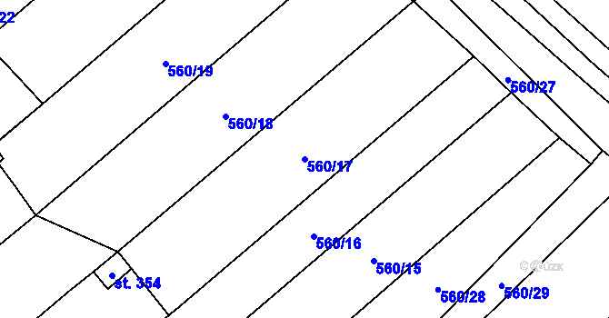 Parcela st. 560/17 v KÚ Kloboučky, Katastrální mapa