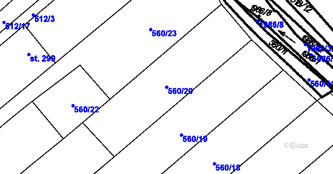 Parcela st. 560/20 v KÚ Kloboučky, Katastrální mapa