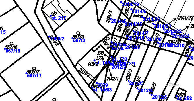 Parcela st. 567/4 v KÚ Kloboučky, Katastrální mapa