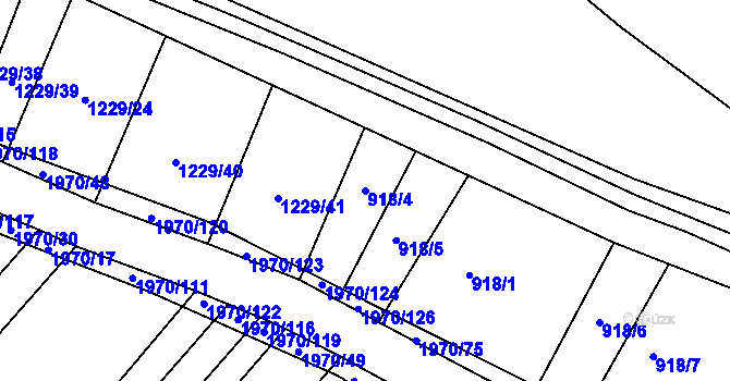 Parcela st. 918/4 v KÚ Kloboučky, Katastrální mapa