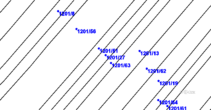 Parcela st. 1201/27 v KÚ Kloboučky, Katastrální mapa