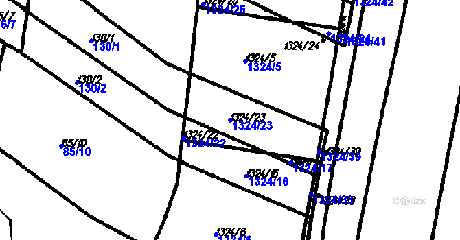 Parcela st. 1324/23 v KÚ Kloboučky, Katastrální mapa