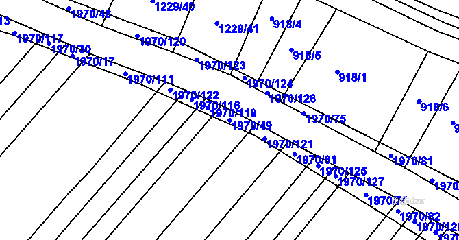 Parcela st. 1970/49 v KÚ Kloboučky, Katastrální mapa