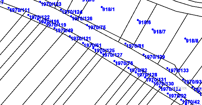 Parcela st. 1970/127 v KÚ Kloboučky, Katastrální mapa