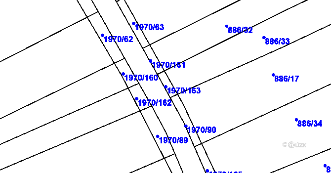 Parcela st. 1970/163 v KÚ Kloboučky, Katastrální mapa
