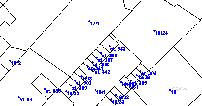 Parcela st. 306 v KÚ Kloboučky, Katastrální mapa