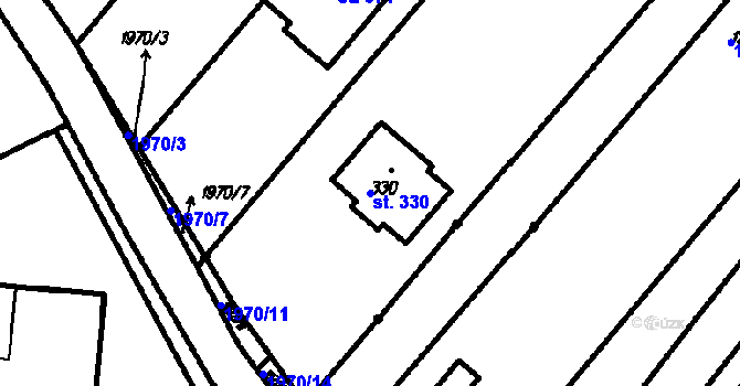 Parcela st. 330 v KÚ Kloboučky, Katastrální mapa