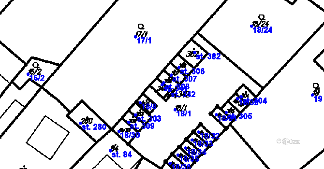 Parcela st. 341 v KÚ Kloboučky, Katastrální mapa