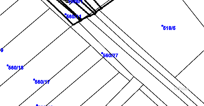 Parcela st. 560/27 v KÚ Kloboučky, Katastrální mapa