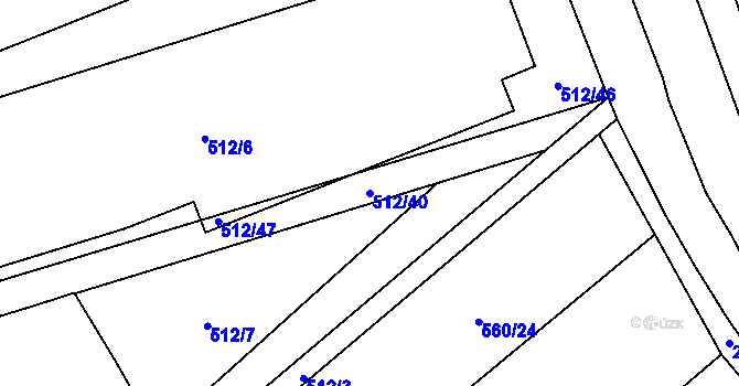 Parcela st. 512/40 v KÚ Kloboučky, Katastrální mapa