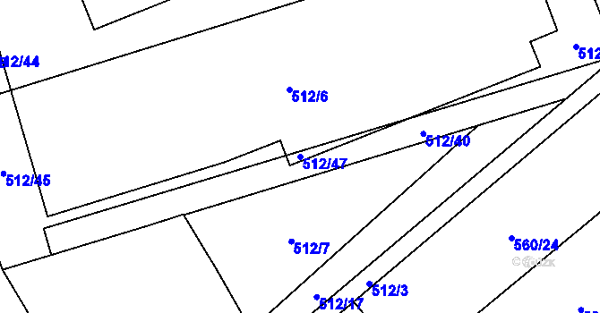 Parcela st. 512/47 v KÚ Kloboučky, Katastrální mapa
