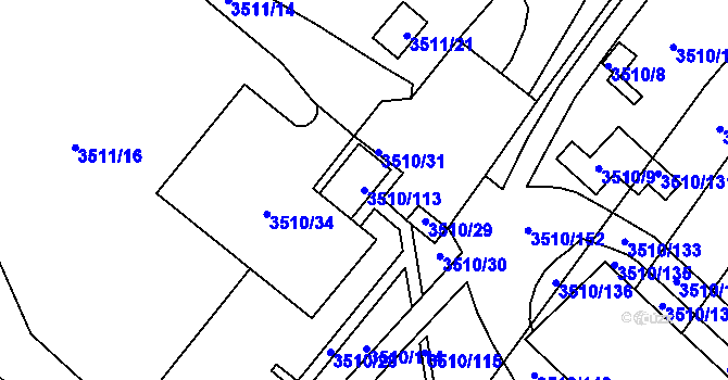 Parcela st. 3510/113 v KÚ Klobouky u Brna, Katastrální mapa