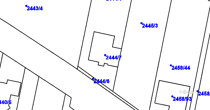 Parcela st. 2444/7 v KÚ Klobouky u Brna, Katastrální mapa