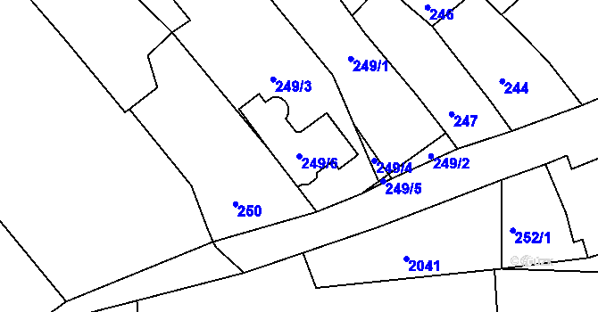 Parcela st. 249/6 v KÚ Klobouky u Brna, Katastrální mapa