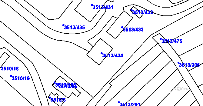 Parcela st. 3513/434 v KÚ Klobouky u Brna, Katastrální mapa