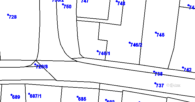 Parcela st. 746/1 v KÚ Klobouky u Brna, Katastrální mapa