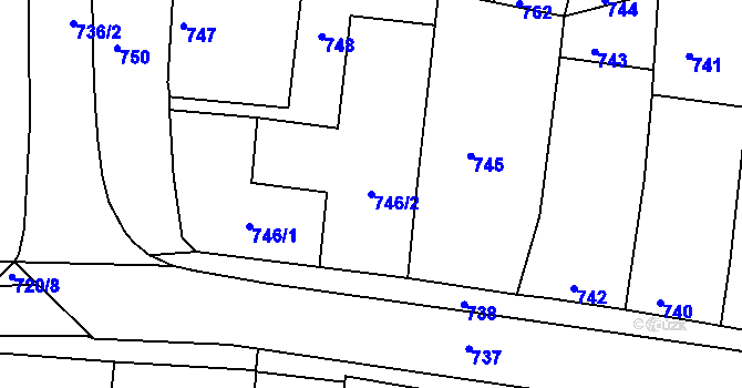 Parcela st. 746/2 v KÚ Klobouky u Brna, Katastrální mapa
