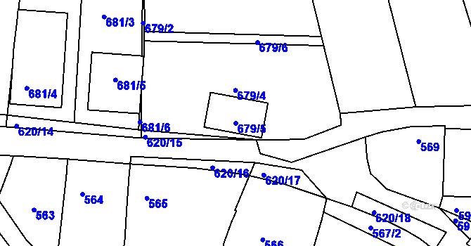 Parcela st. 679/5 v KÚ Klobouky u Brna, Katastrální mapa
