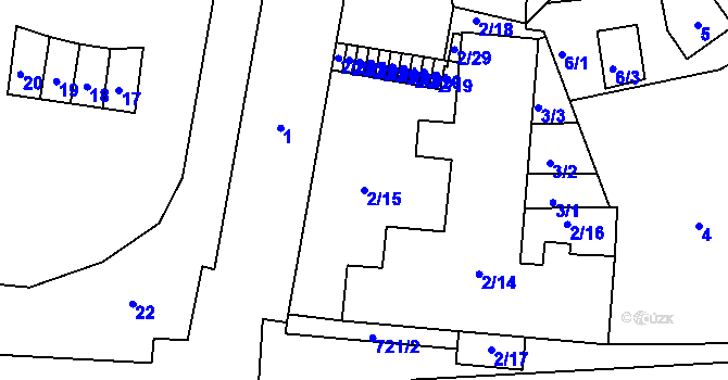 Parcela st. 2/15 v KÚ Klobouky u Brna, Katastrální mapa