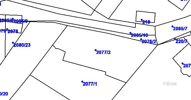 Parcela st. 2077/2 v KÚ Klobouky u Brna, Katastrální mapa