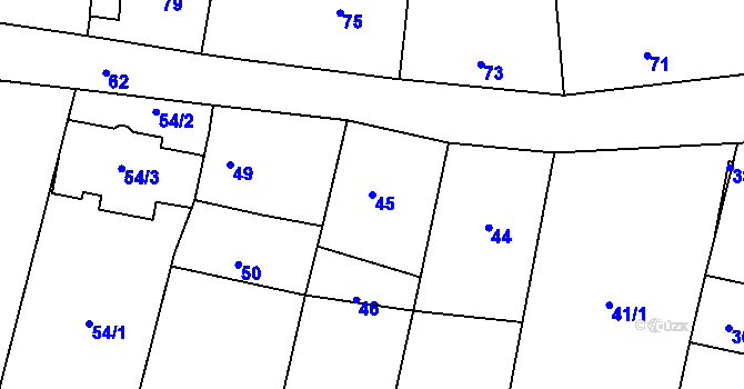 Parcela st. 45 v KÚ Klobouky u Brna, Katastrální mapa