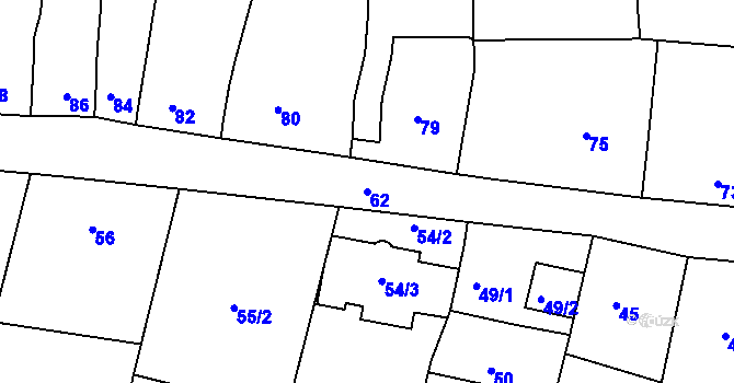Parcela st. 62 v KÚ Klobouky u Brna, Katastrální mapa