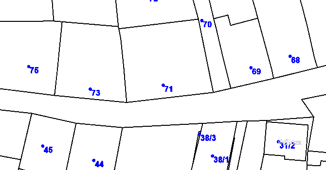 Parcela st. 71 v KÚ Klobouky u Brna, Katastrální mapa