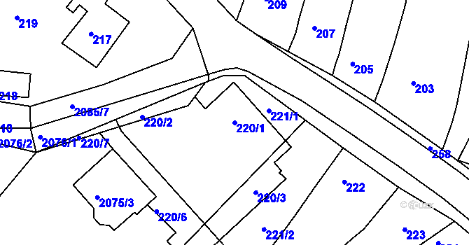 Parcela st. 220/1 v KÚ Klobouky u Brna, Katastrální mapa