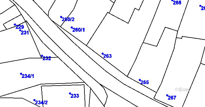 Parcela st. 263 v KÚ Klobouky u Brna, Katastrální mapa