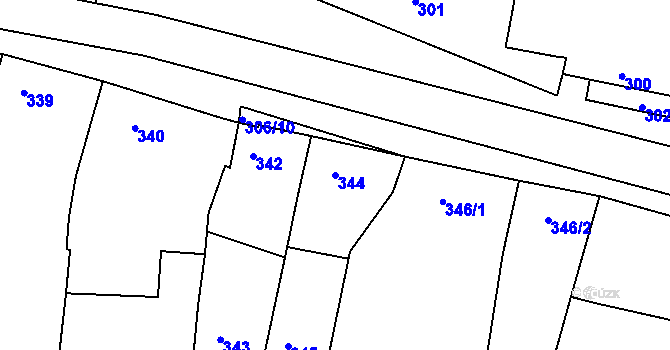 Parcela st. 344 v KÚ Klobouky u Brna, Katastrální mapa