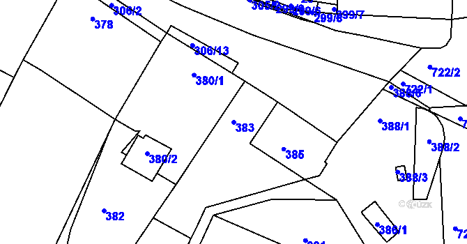 Parcela st. 383 v KÚ Klobouky u Brna, Katastrální mapa