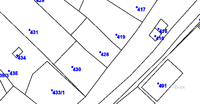 Parcela st. 428 v KÚ Klobouky u Brna, Katastrální mapa